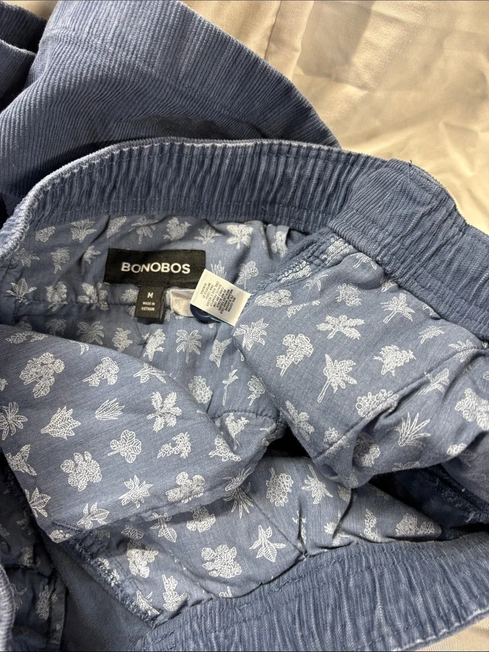Bonobos Blue Mirage Corduroy Drawstring Shorts w/pockets 5” inseam shorts M
